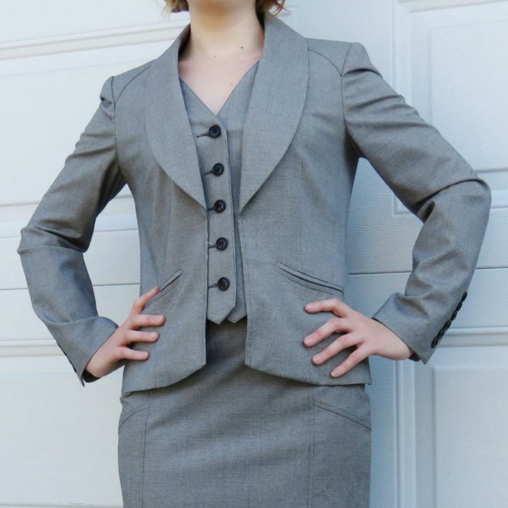 "Modern Icon" Periphery Houndstooth Skirt Suit